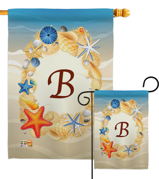 Summer B Initial - Beach Coastal Vertical Impressions Decorative Flags HG130158 Made In USA