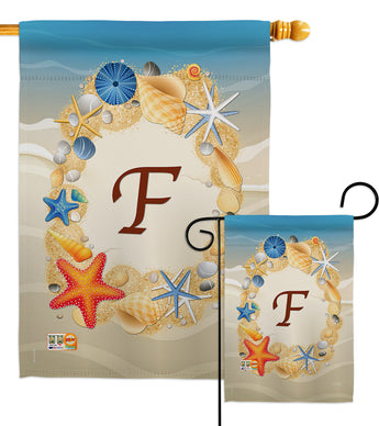 Summer F Initial - Beach Coastal Vertical Impressions Decorative Flags HG130162 Made In USA