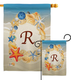 Summer R Initial - Beach Coastal Vertical Impressions Decorative Flags HG130174 Made In USA