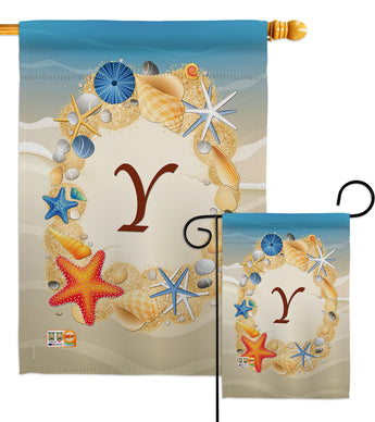 Summer Y Initial - Beach Coastal Vertical Impressions Decorative Flags HG130181 Made In USA