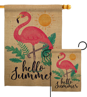 Summer Flamingo - Beach Coastal Vertical Impressions Decorative Flags HG137231 Made In USA