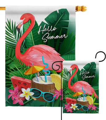 Flamingo Summer - Beach Coastal Vertical Impressions Decorative Flags HG137371 Made In USA