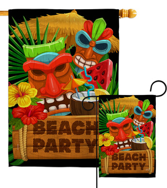 Tiki Beach Party - Beach Coastal Vertical Impressions Decorative Flags HG137409 Made In USA