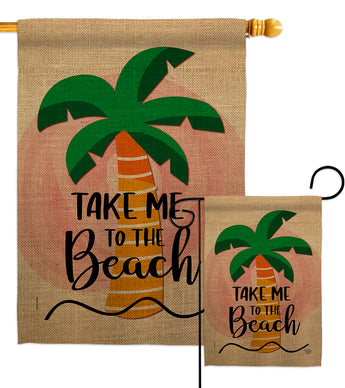 Take me to the Beach - Beach Coastal Vertical Impressions Decorative Flags HG192230 Made In USA