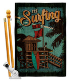 Surfing Time - Beach Coastal Vertical Impressions Decorative Flags HG106092 Made In USA