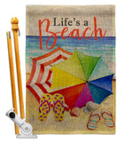 Life's A Beach - Beach Coastal Vertical Impressions Decorative Flags HG106096 Made In USA