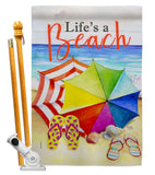 Life's A Beach - Beach Coastal Vertical Impressions Decorative Flags HG106096 Made In USA