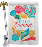 Hello Beach Time - Beach Coastal Vertical Impressions Decorative Flags HG106108 Made In USA