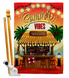 Welcome Vibes - Beach Coastal Vertical Impressions Decorative Flags HG106109 Made In USA