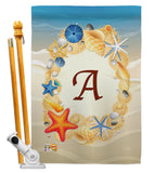Summer A Initial - Beach Coastal Vertical Impressions Decorative Flags HG130157 Made In USA