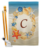 Summer C Initial - Beach Coastal Vertical Impressions Decorative Flags HG130159 Made In USA