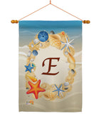 Summer E Initial - Beach Coastal Vertical Impressions Decorative Flags HG130161 Made In USA