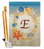 Summer E Initial - Beach Coastal Vertical Impressions Decorative Flags HG130161 Made In USA