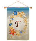 Summer F Initial - Beach Coastal Vertical Impressions Decorative Flags HG130162 Made In USA