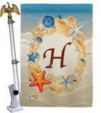 Summer H Initial - Beach Coastal Vertical Impressions Decorative Flags HG130164 Made In USA