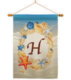 Summer H Initial - Beach Coastal Vertical Impressions Decorative Flags HG130164 Made In USA