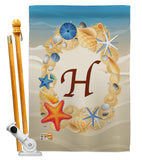 Summer H Initial - Beach Coastal Vertical Impressions Decorative Flags HG130164 Made In USA