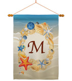 Summer M Initial - Beach Coastal Vertical Impressions Decorative Flags HG130169 Made In USA