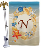 Summer N Initial - Beach Coastal Vertical Impressions Decorative Flags HG130170 Made In USA