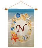 Summer N Initial - Beach Coastal Vertical Impressions Decorative Flags HG130170 Made In USA