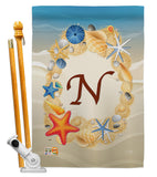 Summer N Initial - Beach Coastal Vertical Impressions Decorative Flags HG130170 Made In USA