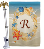 Summer R Initial - Beach Coastal Vertical Impressions Decorative Flags HG130174 Made In USA