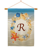 Summer R Initial - Beach Coastal Vertical Impressions Decorative Flags HG130174 Made In USA