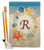 Summer R Initial - Beach Coastal Vertical Impressions Decorative Flags HG130174 Made In USA