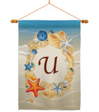 Summer U Initial - Beach Coastal Vertical Impressions Decorative Flags HG130177 Made In USA