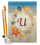 Summer U Initial - Beach Coastal Vertical Impressions Decorative Flags HG130177 Made In USA