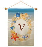 Summer V Initial - Beach Coastal Vertical Impressions Decorative Flags HG130178 Made In USA