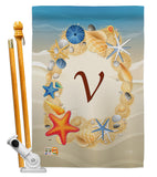 Summer V Initial - Beach Coastal Vertical Impressions Decorative Flags HG130178 Made In USA