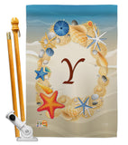 Summer Y Initial - Beach Coastal Vertical Impressions Decorative Flags HG130181 Made In USA