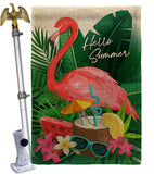 Flamingo Summer - Beach Coastal Vertical Impressions Decorative Flags HG137371 Made In USA