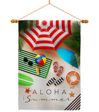 Aloha Beach Time - Beach Coastal Vertical Impressions Decorative Flags HG137451 Made In USA