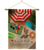 Aloha Beach Time - Beach Coastal Vertical Impressions Decorative Flags HG137451 Made In USA