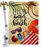 Life is Better - Beach Coastal Vertical Impressions Decorative Flags HG137482 Made In USA