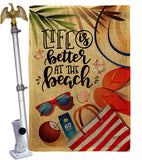 Life is Better - Beach Coastal Vertical Impressions Decorative Flags HG137482 Made In USA