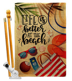 Life is Better - Beach Coastal Vertical Impressions Decorative Flags HG137482 Made In USA