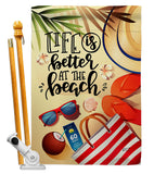 Life is Better - Beach Coastal Vertical Impressions Decorative Flags HG137482 Made In USA