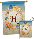 Summer H Initial - Beach Coastal Vertical Impressions Decorative Flags HG130164 Made In USA