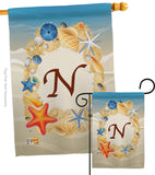 Summer N Initial - Beach Coastal Vertical Impressions Decorative Flags HG130170 Made In USA