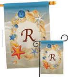 Summer R Initial - Beach Coastal Vertical Impressions Decorative Flags HG130174 Made In USA