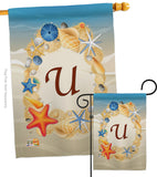 Summer U Initial - Beach Coastal Vertical Impressions Decorative Flags HG130177 Made In USA