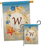 Summer W Initial - Beach Coastal Vertical Impressions Decorative Flags HG130179 Made In USA