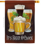 It's Beer O'Clock - Beverages Happy Hour & Drinks Vertical Impressions Decorative Flags HG117028 Made In USA