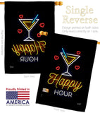Neon Happy Hour - Beverages Happy Hour & Drinks Vertical Impressions Decorative Flags HG137481 Made In USA