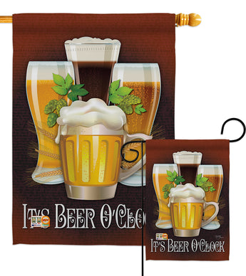 It's Beer O'Clock - Beverages Happy Hour & Drinks Vertical Impressions Decorative Flags HG117028 Made In USA