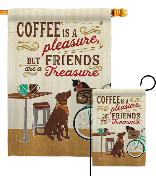 Coffee and Friends - Beverages Happy Hour & Drinks Vertical Impressions Decorative Flags HG117055 Made In USA