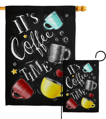 Its Coffer Time - Beverages Happy Hour & Drinks Vertical Impressions Decorative Flags HG117058 Made In USA